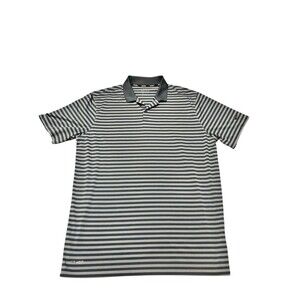 Nike Golf Dri-Fit Polo Dark Gray Light Gray Striped Shirt Mens XL